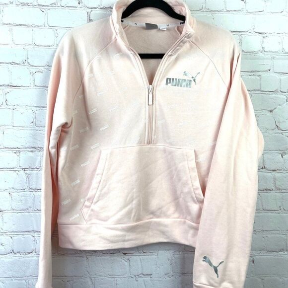Puma Tops - PUMA Soft Pink Pullover 1/2 zip cropped sweatshirt.  Small